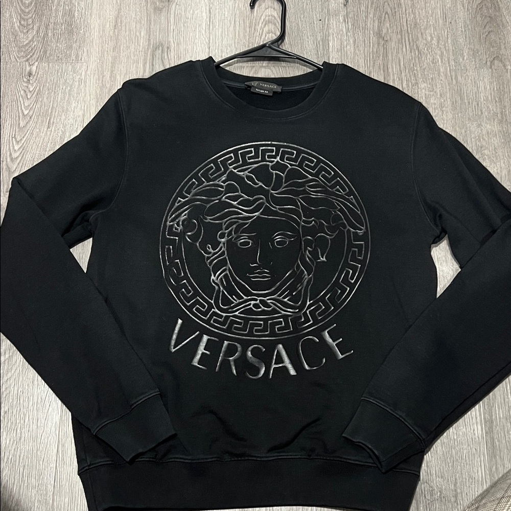 Versace Black Crewneck Sweater with Medusa Design